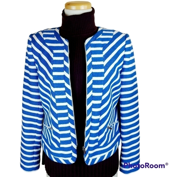 MELANIE LYNE Zip Up Blazer Fully Lined Suit Jacket Size 12 - Picture 3 of 13